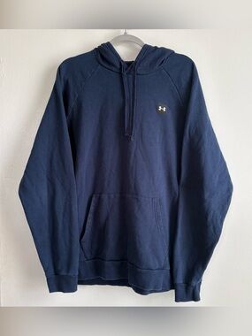 Under Armour ColdGear Men’s Pullover Hoodie Blue Fleece Logo Loose Fit XL